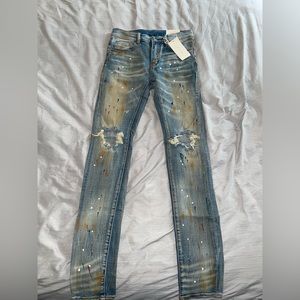 X188 Stretch Denim - Blue w/ aged yellow accent